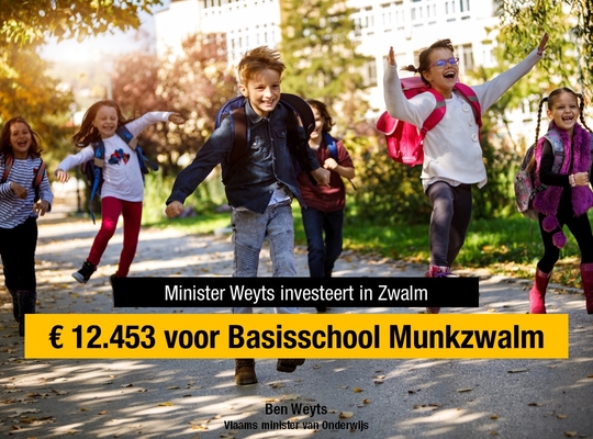 Minister Weyts investeert € 12.453 in Vrije Basisschool – Munkzwalm VZW in Zwalm